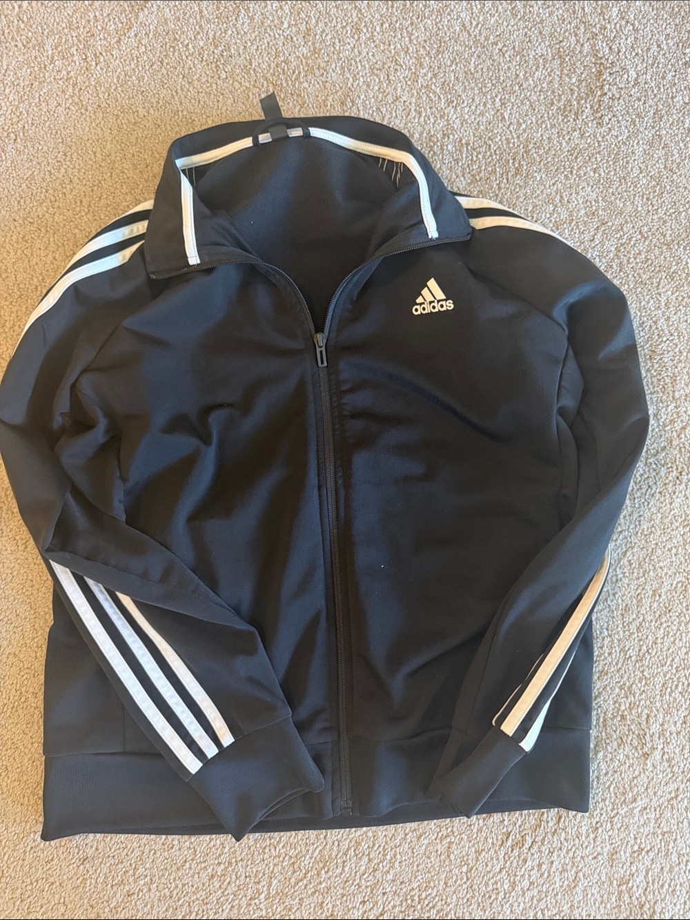 adidas Black Windbreaker Jacket with White Stripes